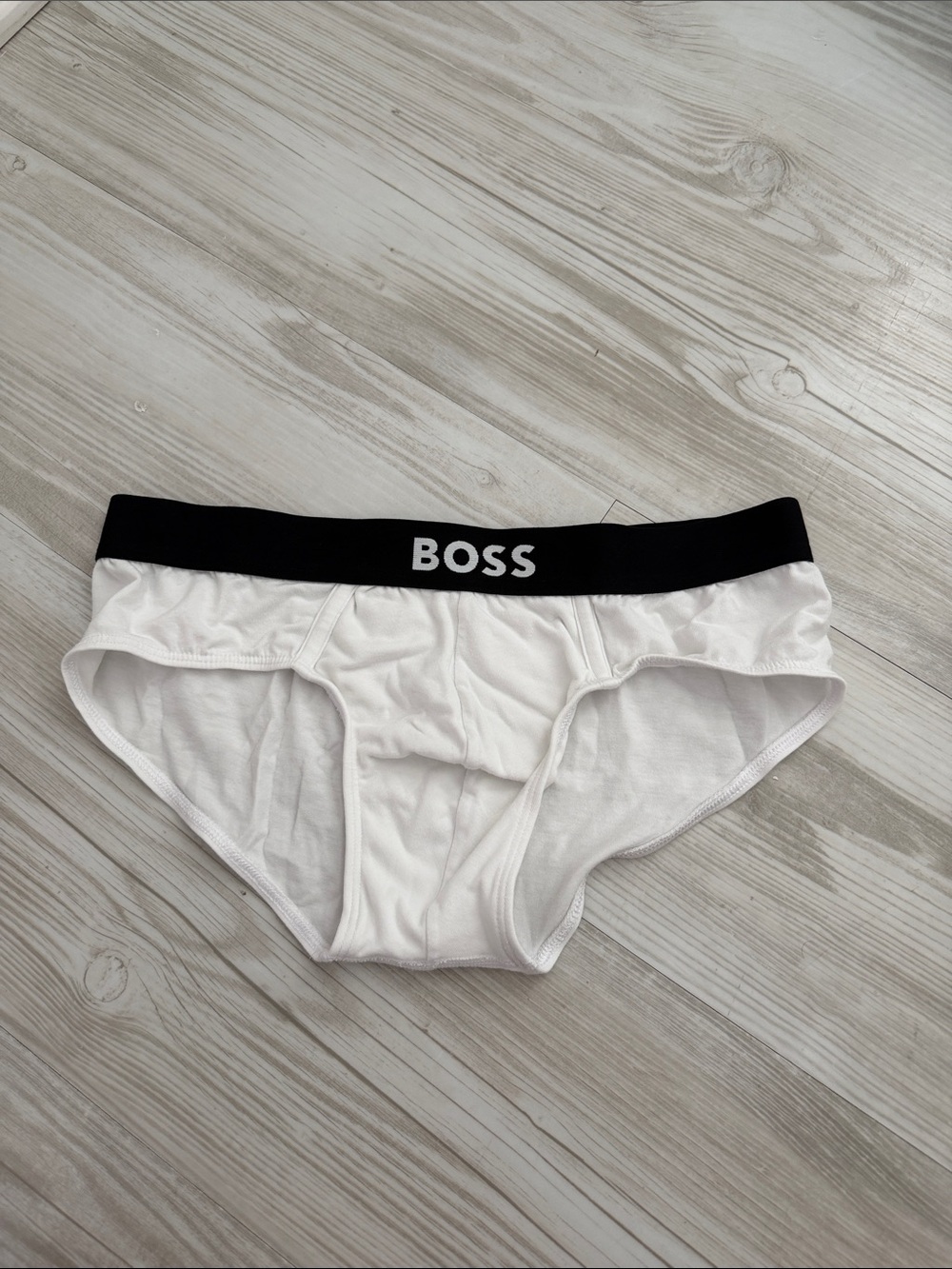 Boss White Briefs with Black Logo Waistband